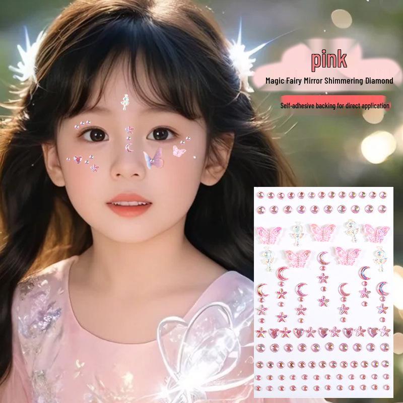 Αυτοκόλλητα Προσώπου Πεταλούδα & Διαμάντι για Παιδικό Μακιγιάζ Σκηνής