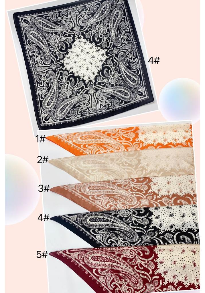 European and American silk scarves retro-printed paisley pattern 71 square scarf bag head versatile scarf