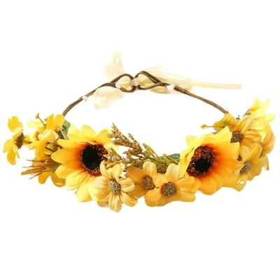 Realistic Yellow Flower Shape Headband Spring Camping Photography Hair Hoop Temperament Wedding Party Headwear for Bride