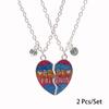 2 Stück/Set Beste Freunde Anhänger Halskette Für Frau Magnetisch Verstellbar Regenbogen Gänseblümchen Liebhaber Zerbrochenes Herz Kette BFF Schmuck Geschenke