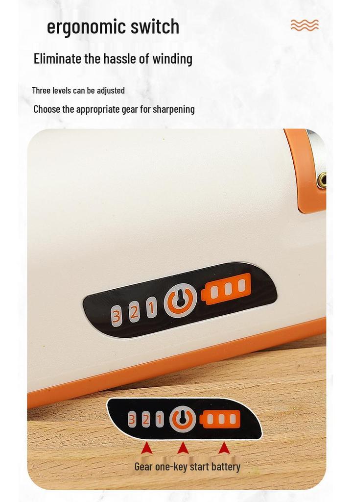 Electric Rechargeable Kitchen Knife Sharpener with Whetstone - Automatic and Fast