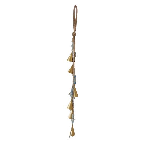 Bohemian Wind Chime Hanging Metal Harmony Cow Bell Cluster with Jute Rope Farmhouse Rustic Vintage Outdoor Garden Patio Wind Bell Decoration Ornament