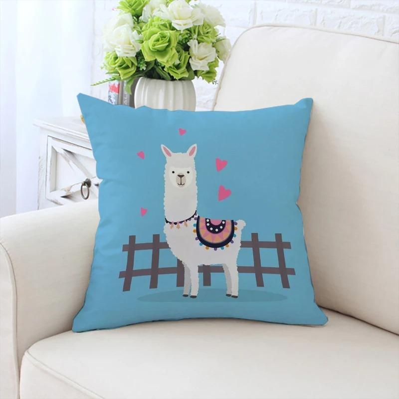 Cute Cartoon Alpaca Pillowcase Car Ornaments Office Living Room Sofa Home Pillowcase