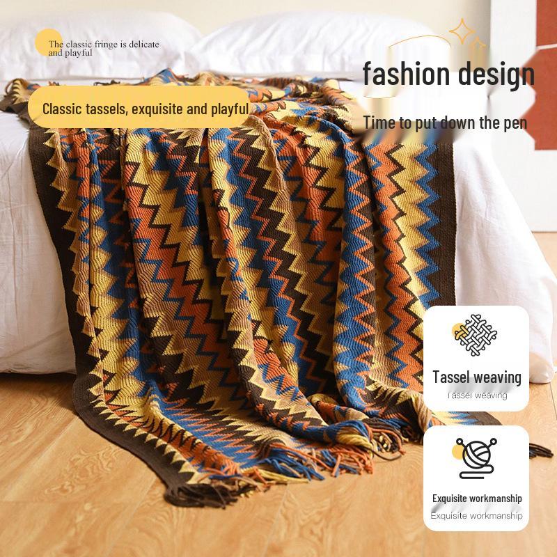 Böhmische Influencer Strickdecke - Büro Nickerchen, Outdoor Schal, Sofa Überwurf