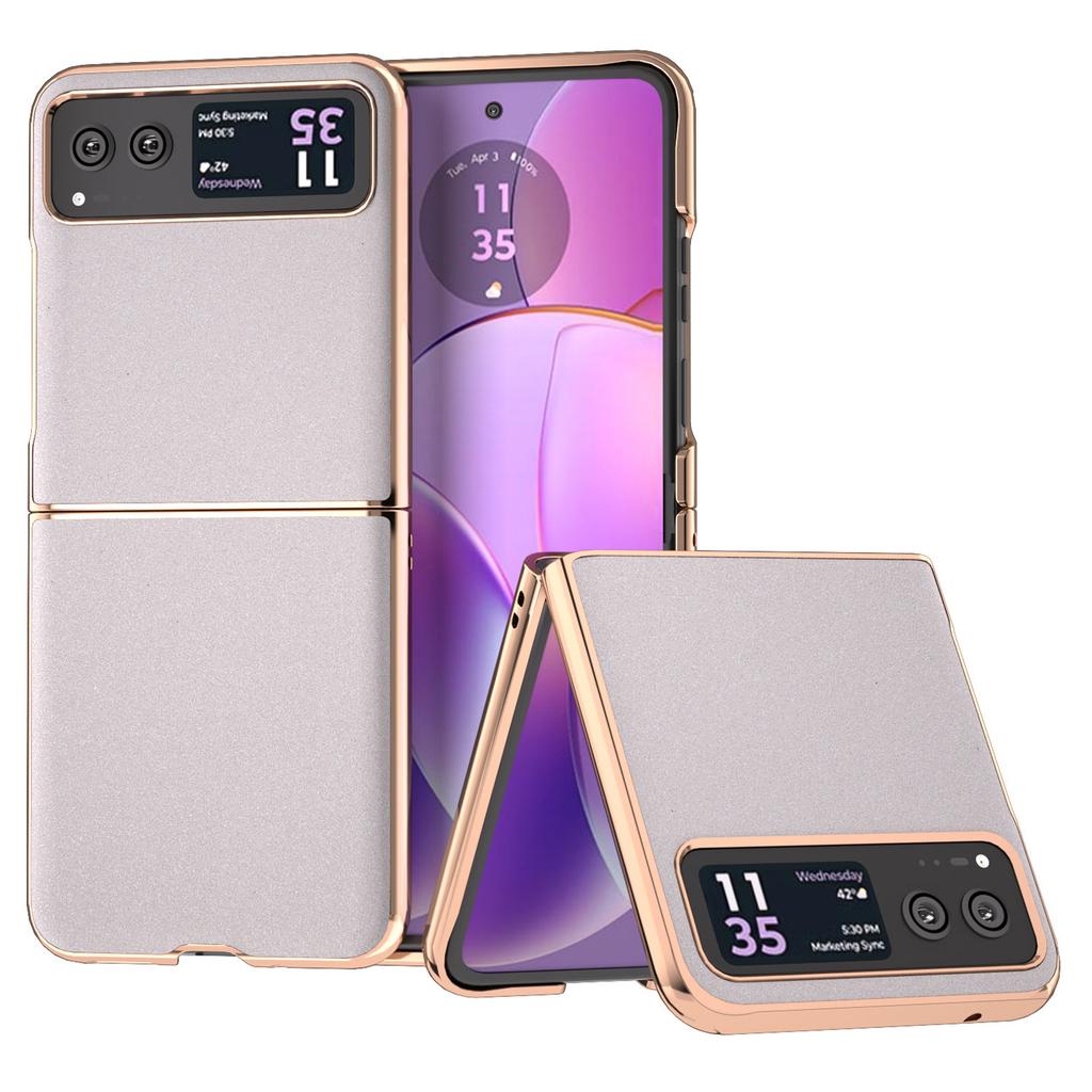 For Motorola Razr 40 5G PU Leather+PC Glitter Phone Case Nano Electroplating Scratch Proof Cover