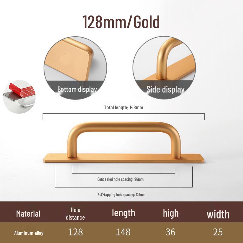 Hole-Free Aluminum Alloy Sliding Door Handle for Cabinets and Drawers