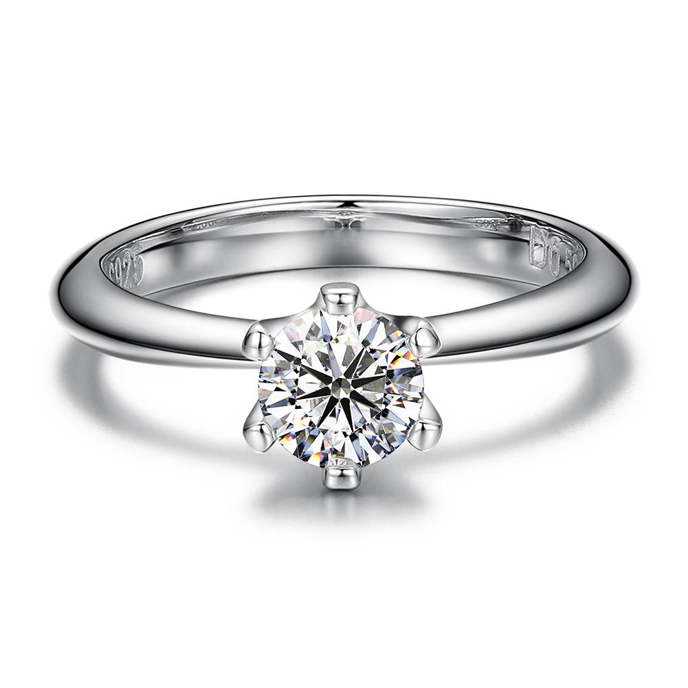 925 Sterling Silver Micro Pave Moissanite Ring Gold Plated Hypoallergenic Plain Jewelry for Women