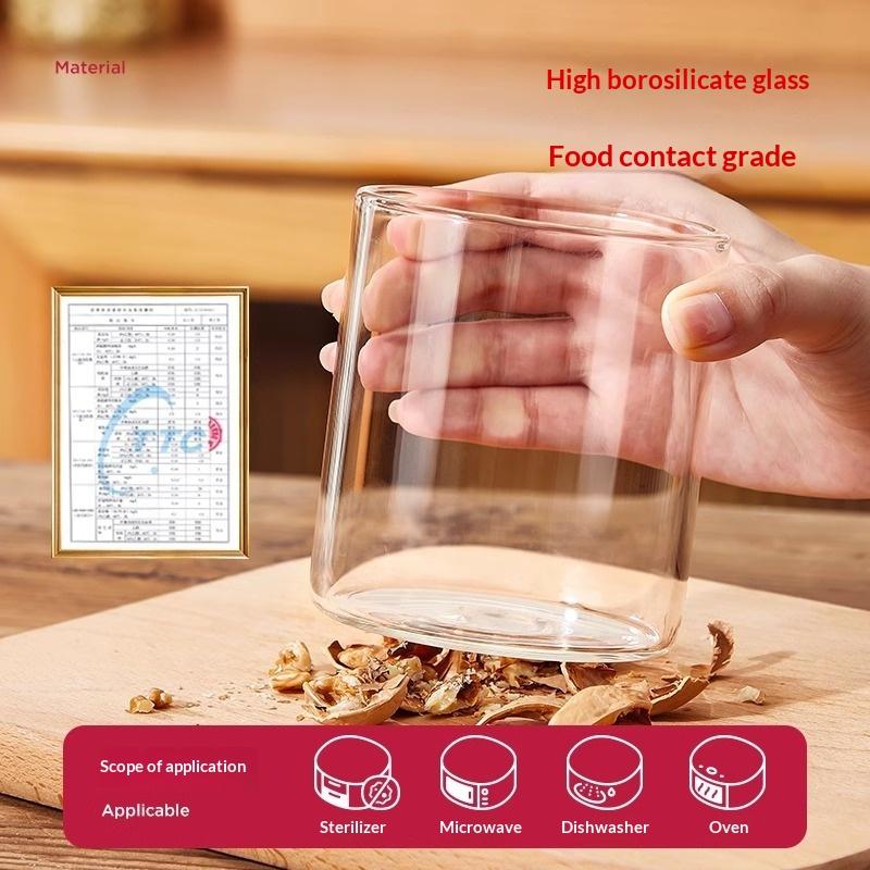 1 Pezzo Barattolo in Vetro per Alimenti da 240/400 ml con Coperchio in Silicone Ermetico Resistente al Calore Adatto al Microonde Contenitore per Zuppe Succhi Barattolo per Cereali