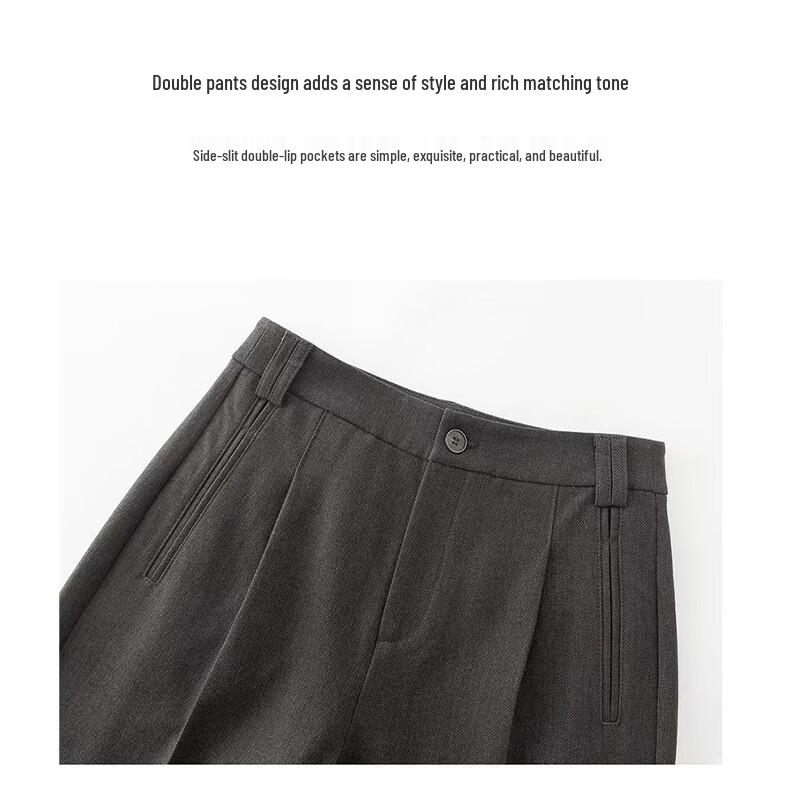 RUILAIYI Women's Lyocell Wool Blend Straight-Leg Trousers