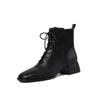 NEW Autumn Women Boots Genuine Leather Shoes for Women Round Toe Chunky Heel Boots Women Lace-up Ankle Boots Low Heel Lady Shoes