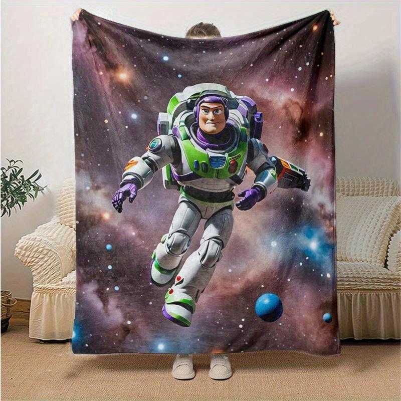 1pc, Cartoon Astronaut Blanket, Space Explorer Design, Seasonal Universal, Home Decoration, Living Room, Travel, Camping, Car Blankets, Beac