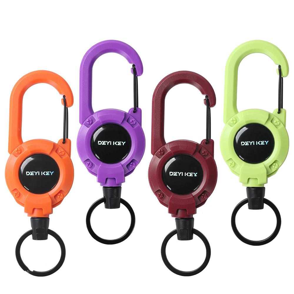 Heavy-Duty Retractable Keychain Stainless Steel Wire Elastic Pull Rope Anti-Lost Extendable Key Ring with Quick Clip for Daily Outdoor Use
