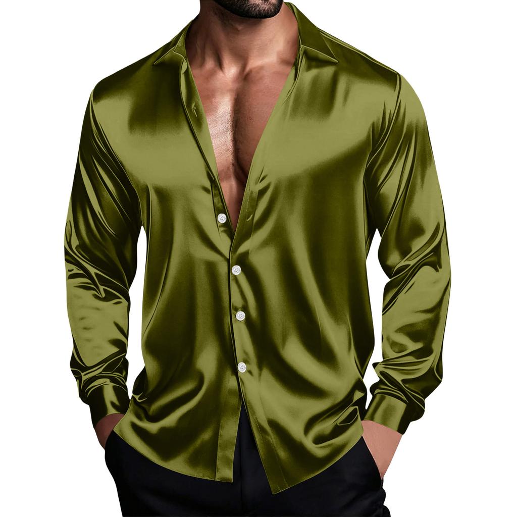 Men's Color Shirt Jacket Casual Loose Fit Breathable Long Sleeve Lapel Collar for Spring and Fall