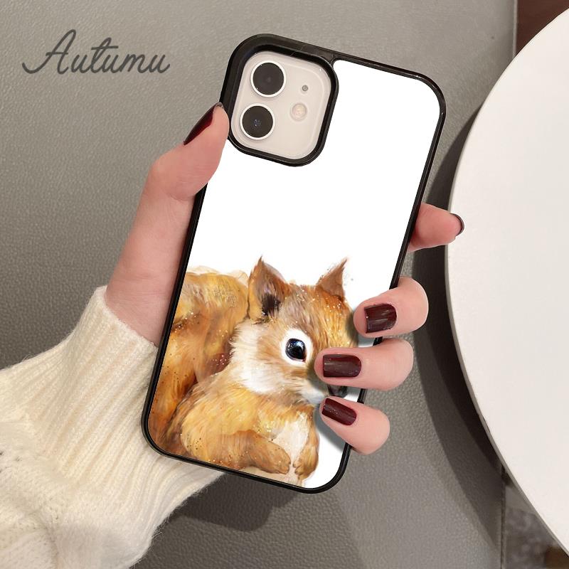 Cartoon Animal Squirrel Phone Case for iPhone 17 Air 15 16 16e 11 12 13 14 Pro Max Plus coque Fundas Shell