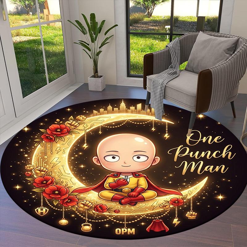 Onepunch Man Round Area Rug Carpet Rug For Living Room Bedroom Sofa Playroom Decor Nonslip Floor Mat