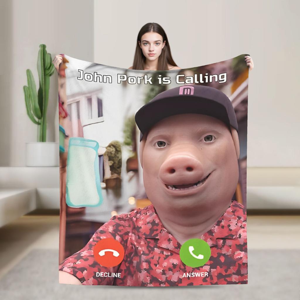 John Pork Is Calling Blankets Quality Warm Soft Throw Blanket Winter Travel Office Home Decor Street Trend Bedspread