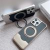 Magnetic Push-Pull 360 Rotate Bracket Metal Phone Case For iPhone 14 15 16 Pro Max Magsafe Carbon Fiber Texture Shockproof Cover
