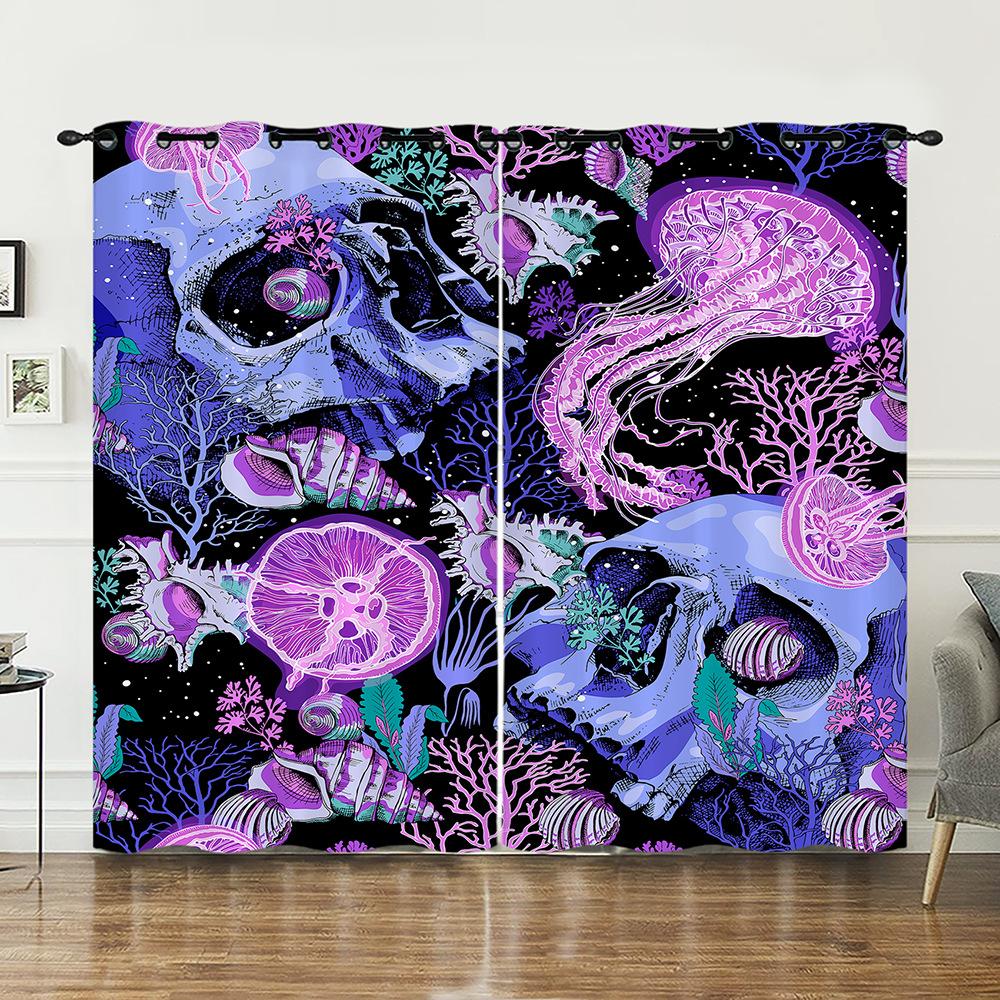 

Штора Череп Роза Цветок Гриб Магия Ветровая Штора Цифровая Печать Светонепроницаемая Штора Без Пробивания 97cm*114cm*2