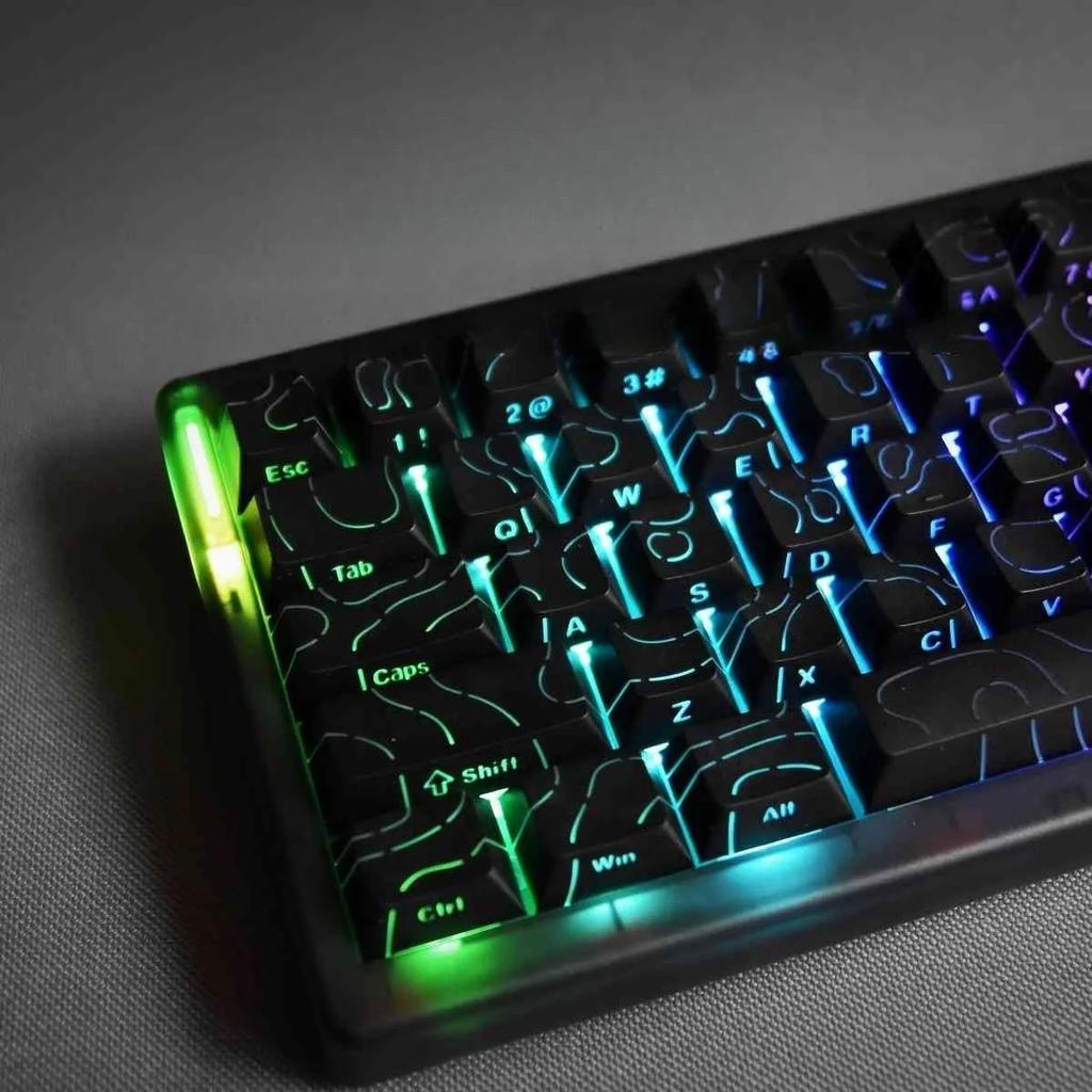 Xiaomi 2026 New Contour PBT Keycaps Side Glow Light Mechanical Keyboard Original Factory Height for 61/68/75/84/87 Keys Game Keyboard
