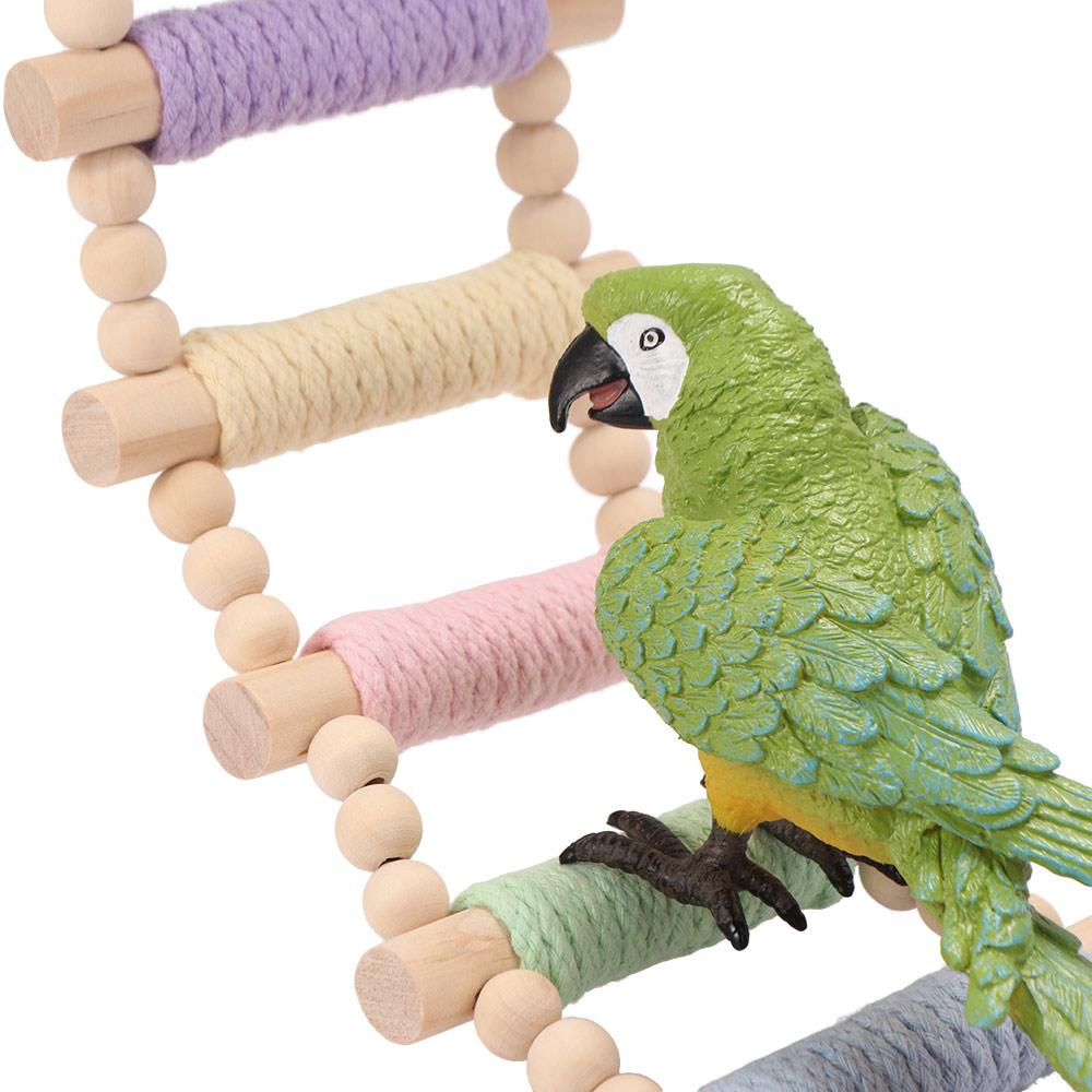 Hanging Parrot Climbing Toy Colorful Wood Bird Perch High-quality Bird Cage Decoration  Cockatiels