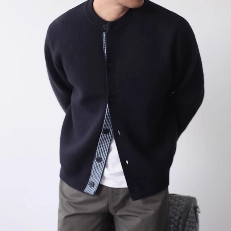 Men's Trendy Patchwork Button Cardigan – Versatile, Comfortable Long Sleeve Knitwear