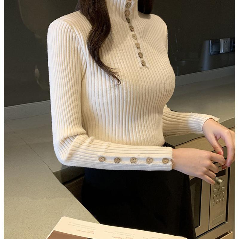 Pure Color Turtlenecks Shirt Knitted Sweater Women Spring Slim Knitwear Tops Casual Long Sleeve Pullover Female
