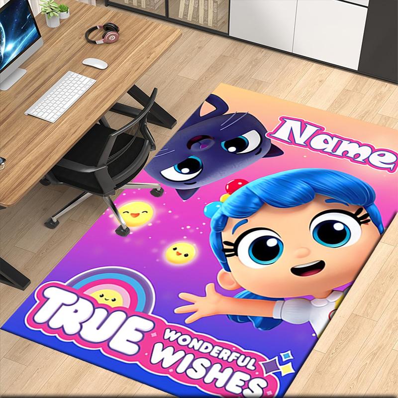 Custom Name True and the Rainbow Kingdom Printed Carpet, for Office Chair Living Room Bedroom Kitchen Room Decor Gifts.