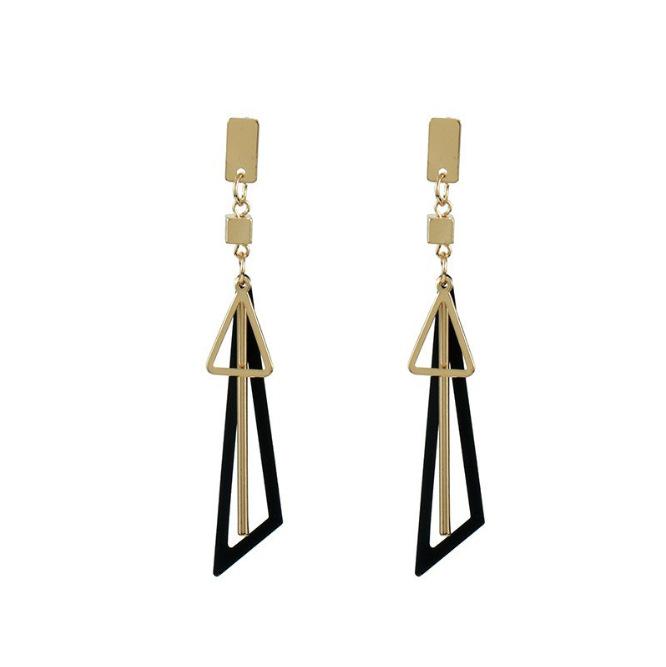 Trendy Geometric Tassel Earrings: Korean-Style Long Triangle Design