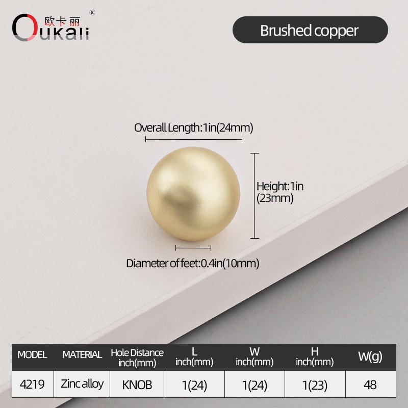 Oukali New Release Modern French Furniture Cabinet Handle Kitchen Drawer Brushed Copper Zinc Pull Handles