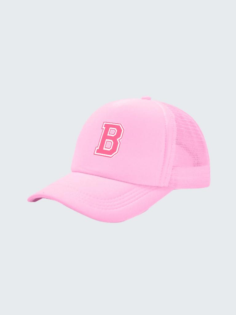 1pc Kid's 26 Alphabet Baseball Cap, Fashion Versatile Casual Sun Hat,Pink Mesh Breathable Trucker Cap, Suitable For Girls