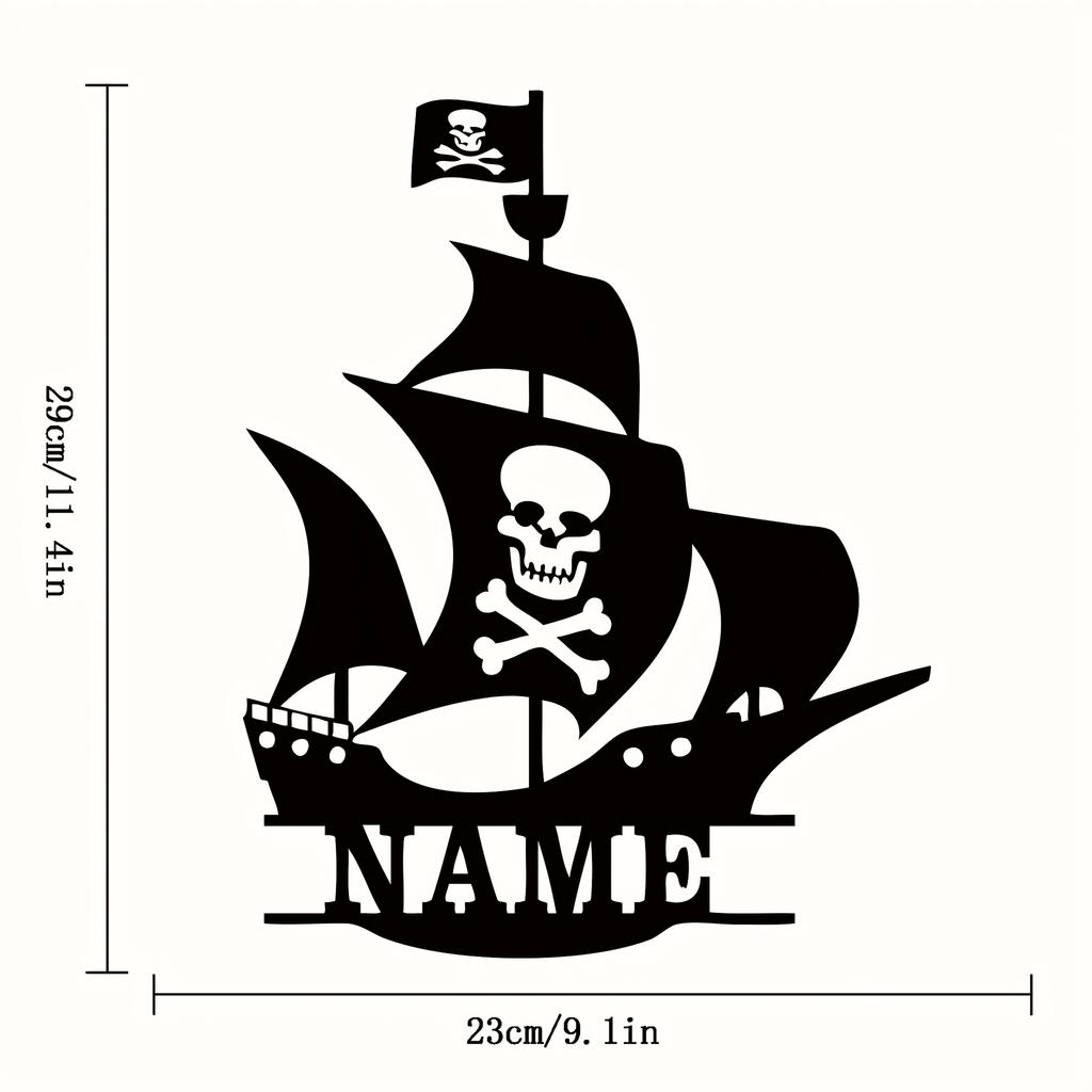 Pirate Ship Metal Wall Art Nautical Tin Sign Outdoor Decor Farmhouse