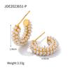 Stainless steel c-shaped earrings, pearl studs, European and American ins earrings, titanium steel does not fade