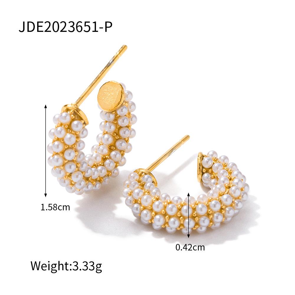 Stainless steel c-shaped earrings, pearl studs, European and American ins earrings, titanium steel does not fade