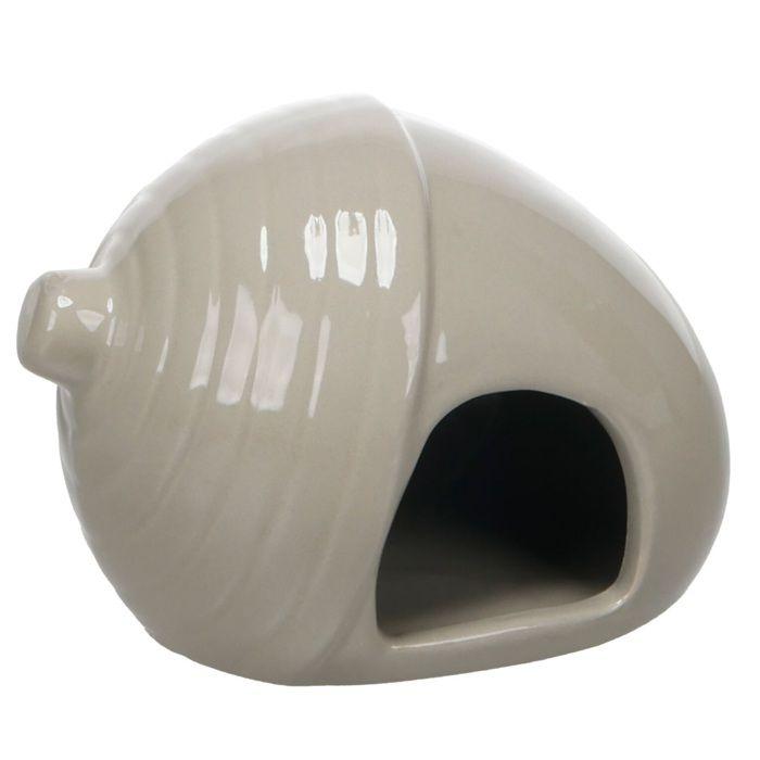 Maisonnette pour rongeur en céramique forme gland taupe