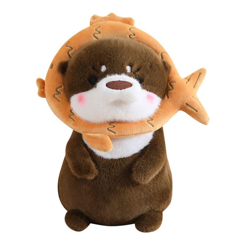 Soft Material Otter Plush Toy Headgear design Cartoon Animal Toy Kawaii Otter Toy  Birthday Gift