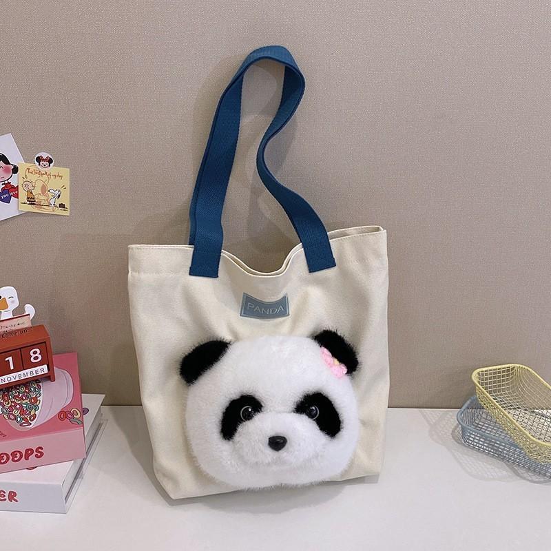 Cute Canvas Shoulder Bag With Zipper Closure For School And Office