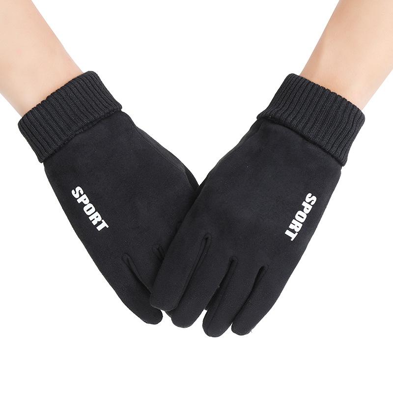 Herbst- und Winterhandschuhe für Damen und Herren Wildleder Paare Takeaway Radfahren Outdoor-Sport Plus Samt Touchscreen Warme Handschuhe