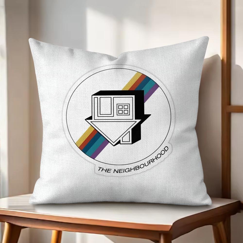 LOGO Design NNeighborhood Cushion Cover Natural Linen Organic Fabric DoubleSided Printing Couch Pillow Covers Home Decor