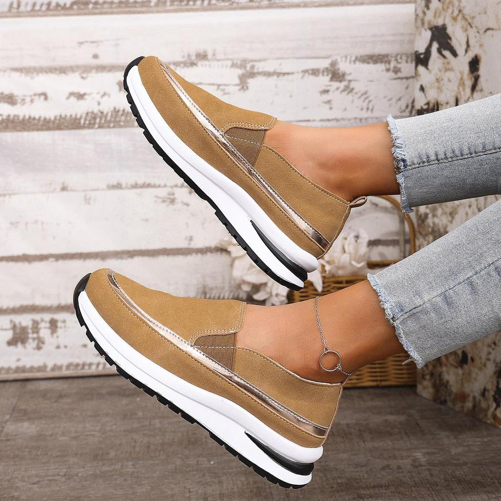 Zapatos Casuales de Talla Grande para Mujer Suelas Gruesas Combinación de Colores Slip-on Deportivos Zapatos de Mujer