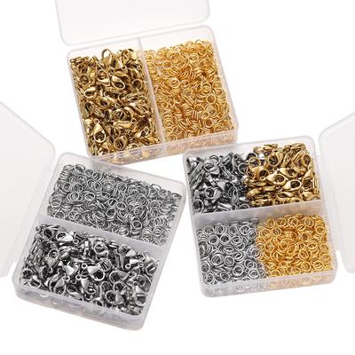 1Box/Lot 2-Grid Stainless Steel Lobster Clasps Open Jump Ring Sets For Diy Bracelet Necklace  Jewelry Making Accessories