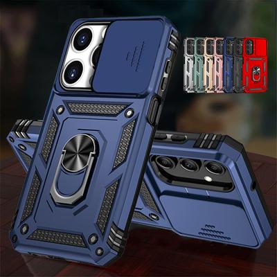 Posuvný objektiv Nárazuvzdorné pancéřové pouzdro na telefon Pro iPhone 15 14 13 12 11 Pro Max X XR XS Max 7 8 Plus TPU PC Ochrana proti pádu Prstenový stojánek Zadní kryt