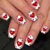 Valentine's Red Heart Glossy Medium Square Detachable False Nails Set (24 Pcs) – Wearable Festival Nail Art