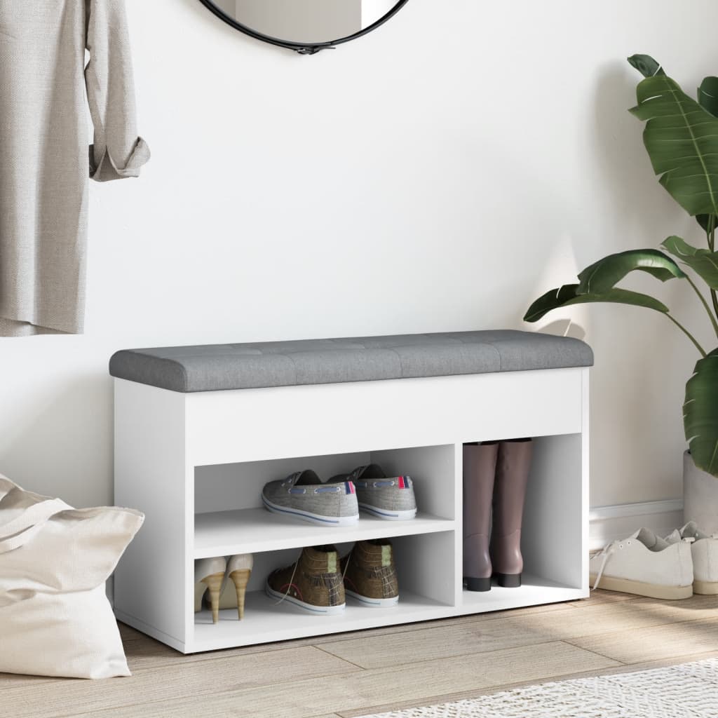 Vidaxl Ławka Na Buty, Biała, 82X32X45,5 Cm, Materiał Drewnopochodny