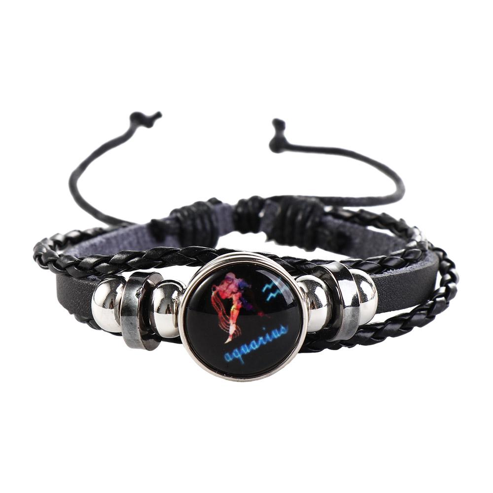 Trendy Retro Sign Multilayer Bead 12 Zodiac Twelve Constellation Horoscope Jewelry Bracelet Couple Bracelet Fashion Accessories
