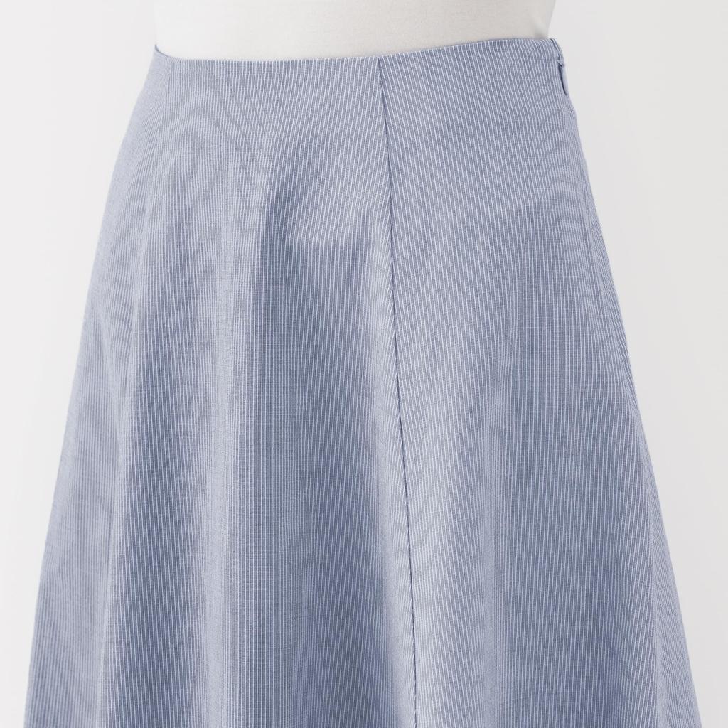 MUJI Women's Cool Flared Skirt, BE1VTA5S, Sax Blue Stripe, Size M