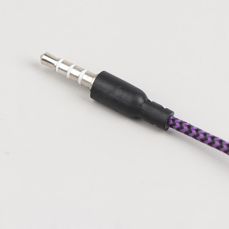 1Pc Stereo Earbuds Earphone Wired Nylon Weave Cable Earphone Headset With Mic