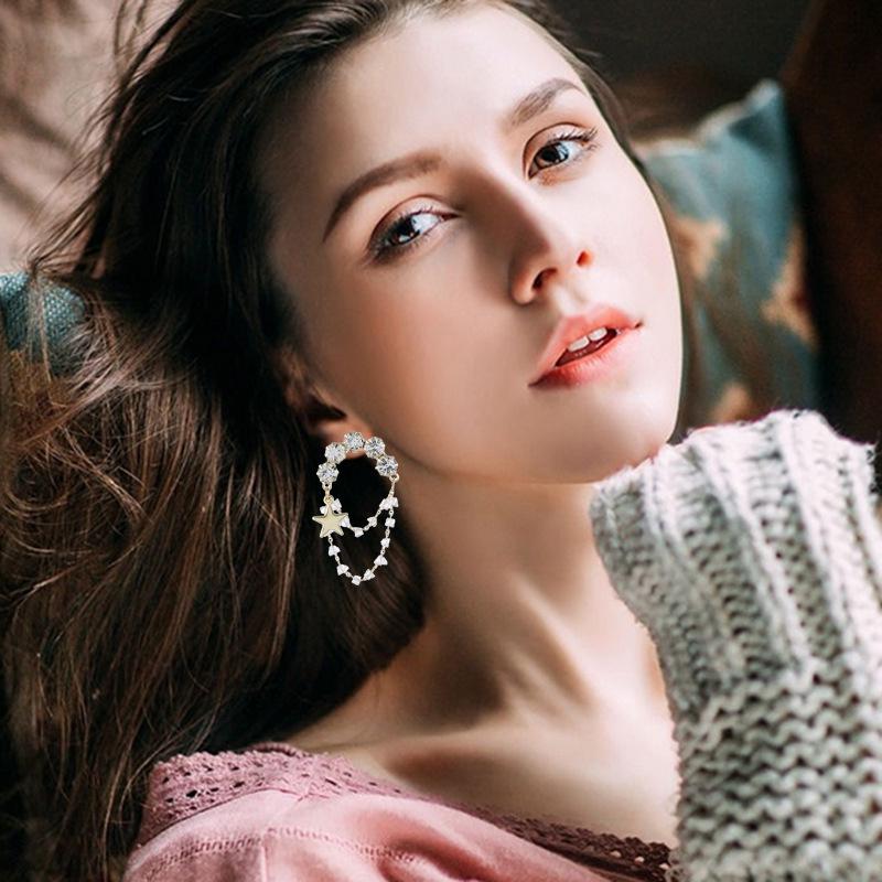 Korean Style Retro Rhinestone Metal Stud Earrings