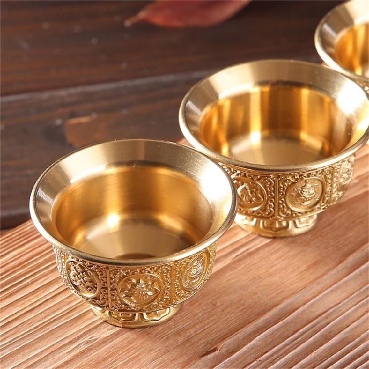 Metal Offering Cup with Eight Auspicious Symbol Tibetan Water Bowl for Household Use Religious Buddhas Decoration