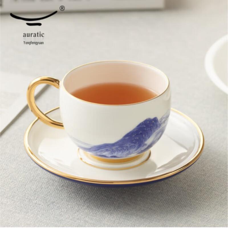 

Ауратический Пейзаж Тысячи Миль Расписанная Вручную Золотая Керамическая Кофейная Чашка и Блюдце