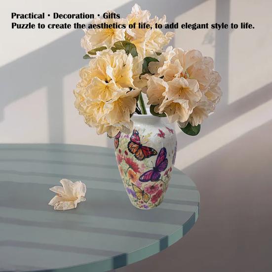 3D Puzzle Vase DIY Puzzle Vase Flower Holder 160 Curved Puzzle Pieces Decorative Floral